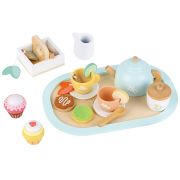 Дървен сервиз за чай, Цветя